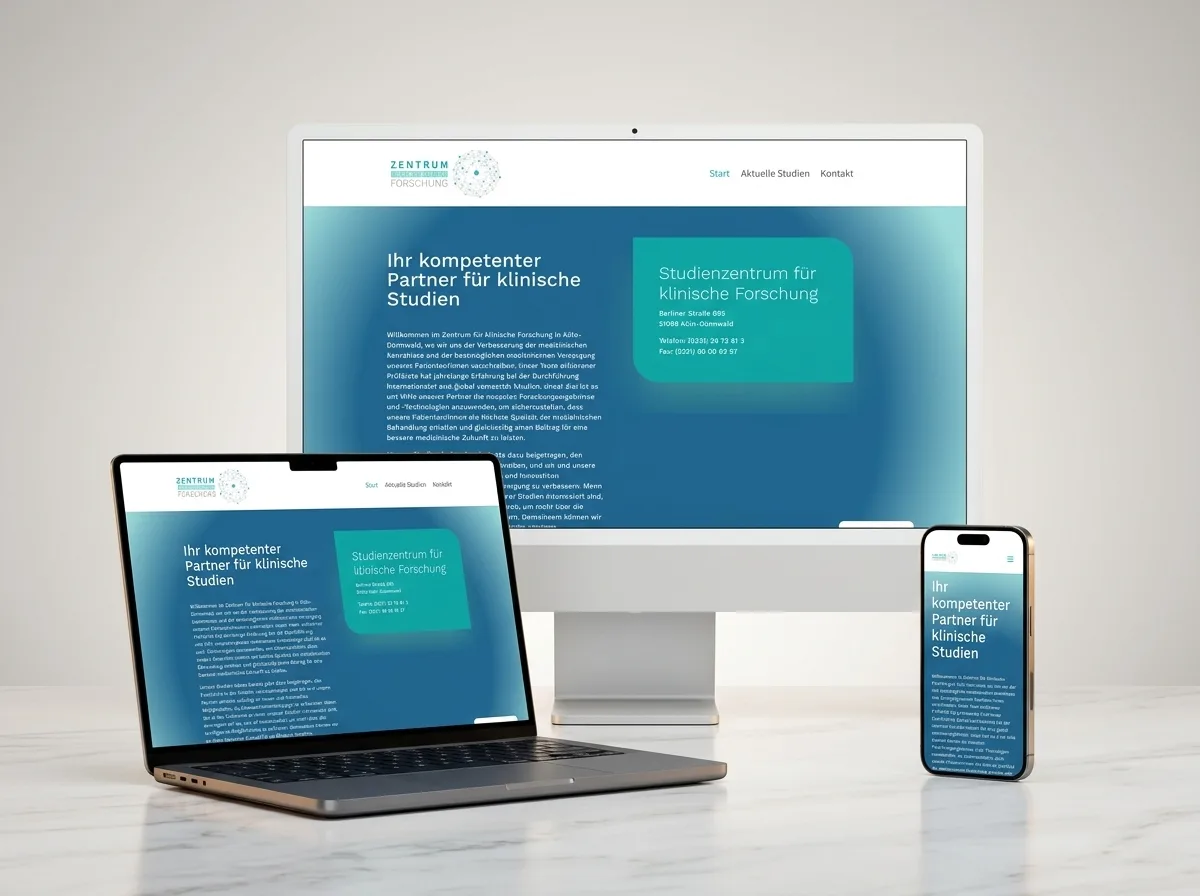 Zentrum für Klinische Forschung Köln Website auf iMac, MacBook und iPhone